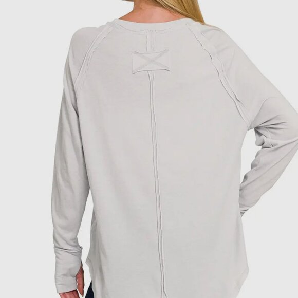 The Lena -Relaxed Long Sleeve Top White - Picture 4 of 4